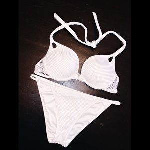 VICTORIA SECRET x White Fishnet/Mesh Bikini Set